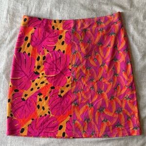 NWT FARM Rio Pink and Orange Tropical Knit Mini Skirt